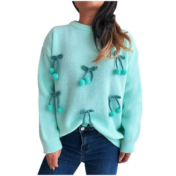 Women's Long-sleeved Round Neck Casual Hanging Solid Color Knitted Sweater