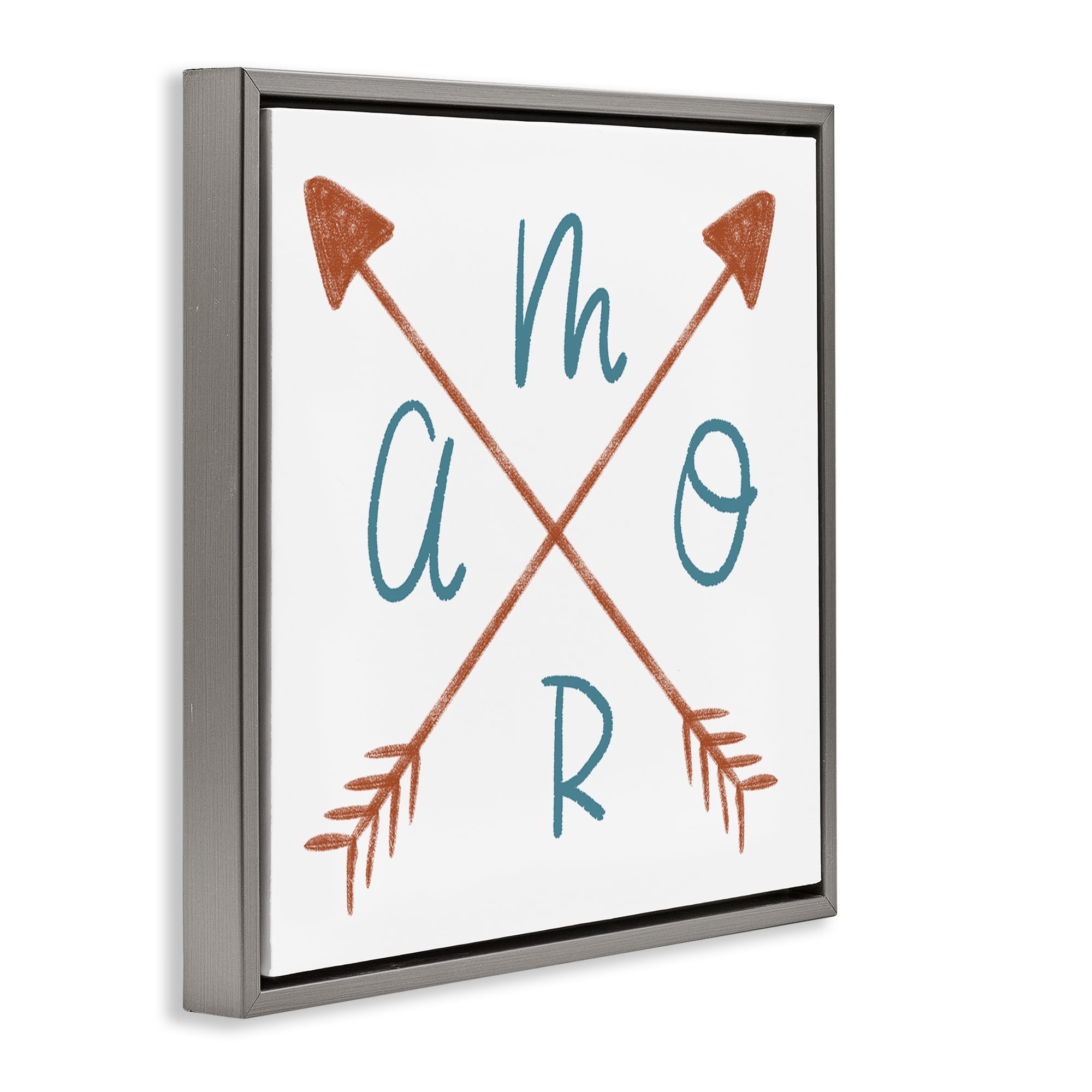 Stupell Industries Amor con Flechas Cruzadas Typography and Symbols Painting Gray Floater Framed Art Print Wall Art, 25 x 25