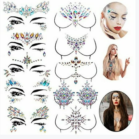 2pcs 3d Imitation Pearl & Rhinestone Eye & Face Stickers For Music  Festivals, Diy Makeup Party Decoration Black Friday