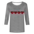 thumbnail image 4 of Plebaso Chemises à Manches 3/4 pour Femmes Mignonnes avec Cœur Hauts Amples Décontractés Blouses à Col Rond T-Shirts Imprimés, 4 of 4