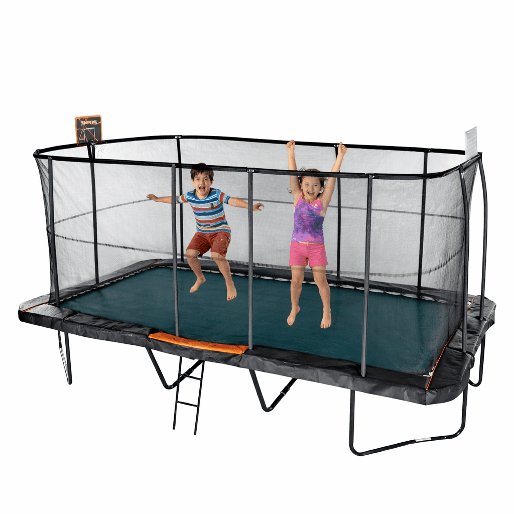 JumpKing 10’x18’ Rectangular Trampoline with 2 Basketball Hoops