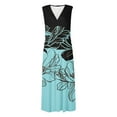 thumbnail image 5 of Summer Savings Clearance! Titcea Summer Dresses for Women 2024 Deep V Neck Sleeveless Wrapped Chest Flowy Maxi Dresses Floral Printed Casual Elegant Dresses, Gifts for Mom/Her, 5 of 5