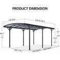 thumbnail image 5 of JINSEED 10 x 19 ft Heavy Duty Carport, Multi-Use Shelter with Aluminum Arch-Roof with Polycarbonate Panel for Cars, Boats & Shade, Gray, 5 of 6