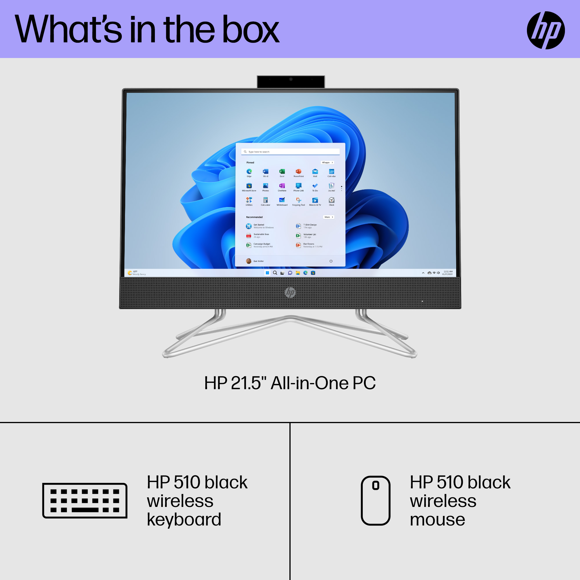 HP 21.5" All-in-One PC, Intel Pentium Silver, 8GB Memory, 128GB SSD, Windows 11 Home S mode,  Black 22-dd0153w - image 5 of 11
