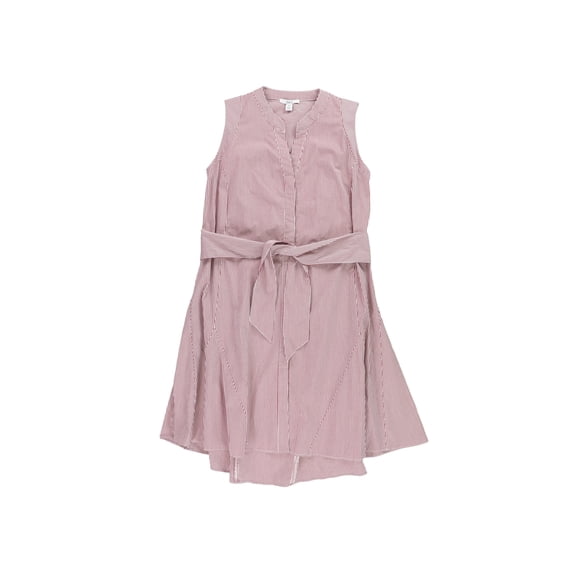 bar III Womens Red Belted Mini Shirt Dress, Red, Medium