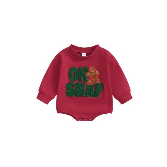 Newborn Baby Boy Girl Christmas Outfit Gingerbread Man Sweatshirt Romper Long Sleeve Sweater Bodysuit Cute Holiday Clothes