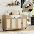 thumbnail image 3 of QinaQin 47-Inch Rattan Sideboard with Storage, Featuring Four Doors, Two Drawers, Led Lighting, and a Power Outlet, 3 of 8