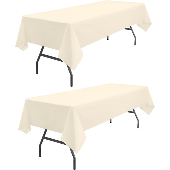 Ivory Tablecloths Plastic 2 Pack Cream Disposable Table Covers 54" x 108" Beige Cloths for Parties Birthday Wedding Engagement Bridal Shower Banquet Fits up to 8 Foot Rectangle Tables