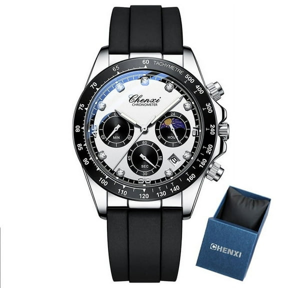 CHENXI Original Mens Watches Top Luxury Business Moon Phase Wrist Watch Men Waterproof Chronograph Male Sport Quartz Clock