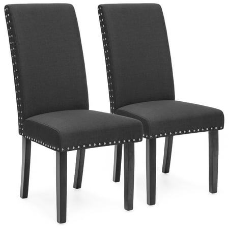 Best Choice Products Set Of 2 Studded Polyester Parsons Dining Best Choice Products Set Of 2 Studded Polyester Parsons Dining Chairs Gray