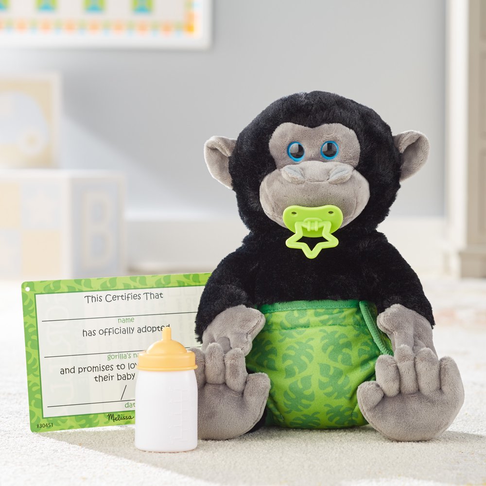 Melissa & Doug 11Inch Baby Gorilla Plush Stuffed Animal with Pacifier