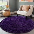 thumbnail image 2 of ZENELESS 5x5ft Fluffy Shaggy Round Rugs for Girls Boys Baby Kids Bedroom,Grape Purple Plush Shaggy Carpet for Living Room,Nursery Room,Bedroom, 2 of 8