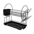 thumbnail image 2 of Organizador de escurridor de platos premium, práctico, de gran capacidad, de 2 niveles con soporte para utensilios, escurridor de platos para encimera Grande, 2 of 8