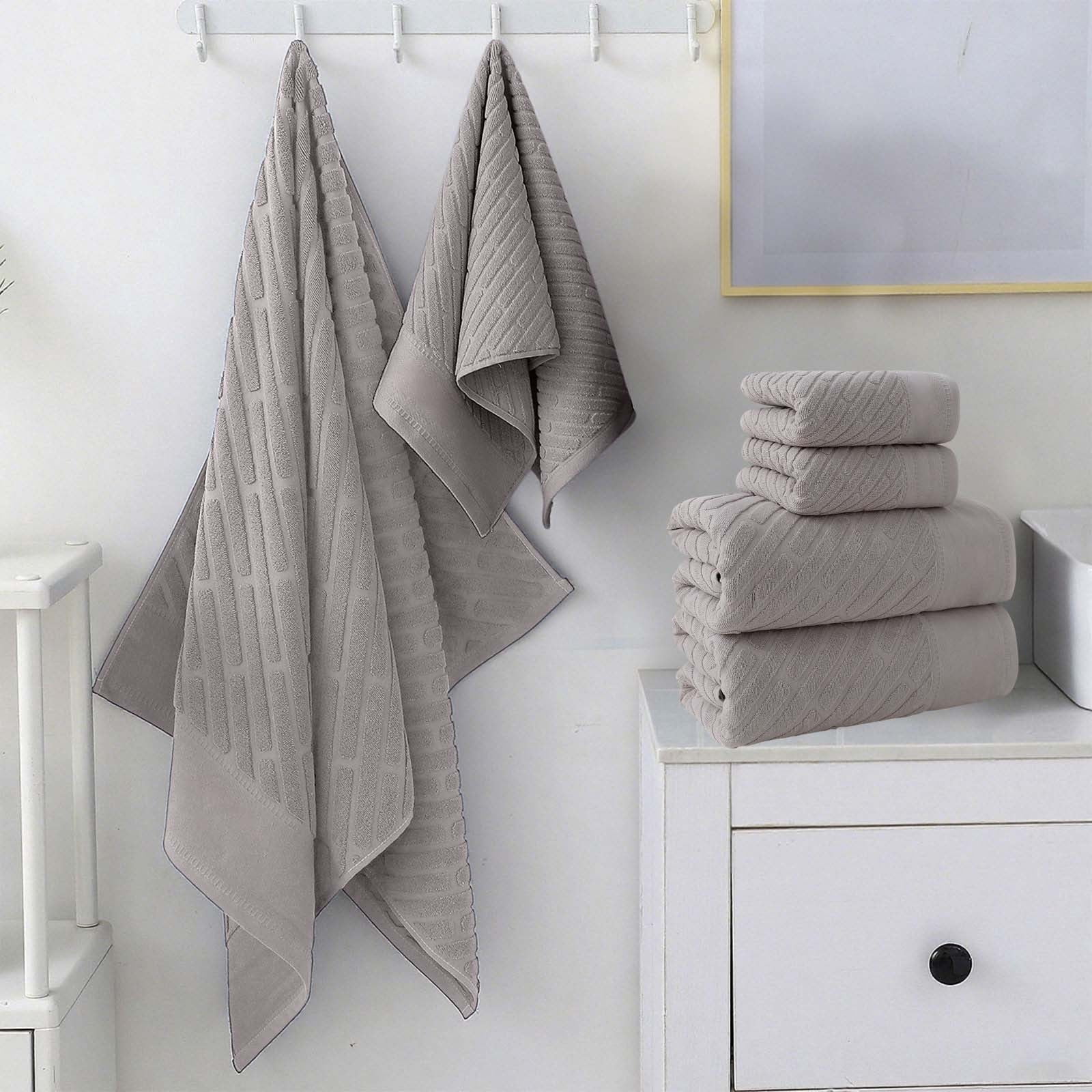 4PCS Bath Towel Sets Cottons 2 Towels 2 Bath Towels Comfortable Absorbent Thickened Soft Gentle for Baby Bath Towel
