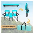 thumbnail image 6 of Double Camping Chair with Canopy, 2-Person Canopy Chair with Mini Table Cup Holder, Cooler Bag & Carry Bag, Outdoor Folding Chairs for Beach, Lawn, Sports and Outside Activities (Turquoise), 6 of 9
