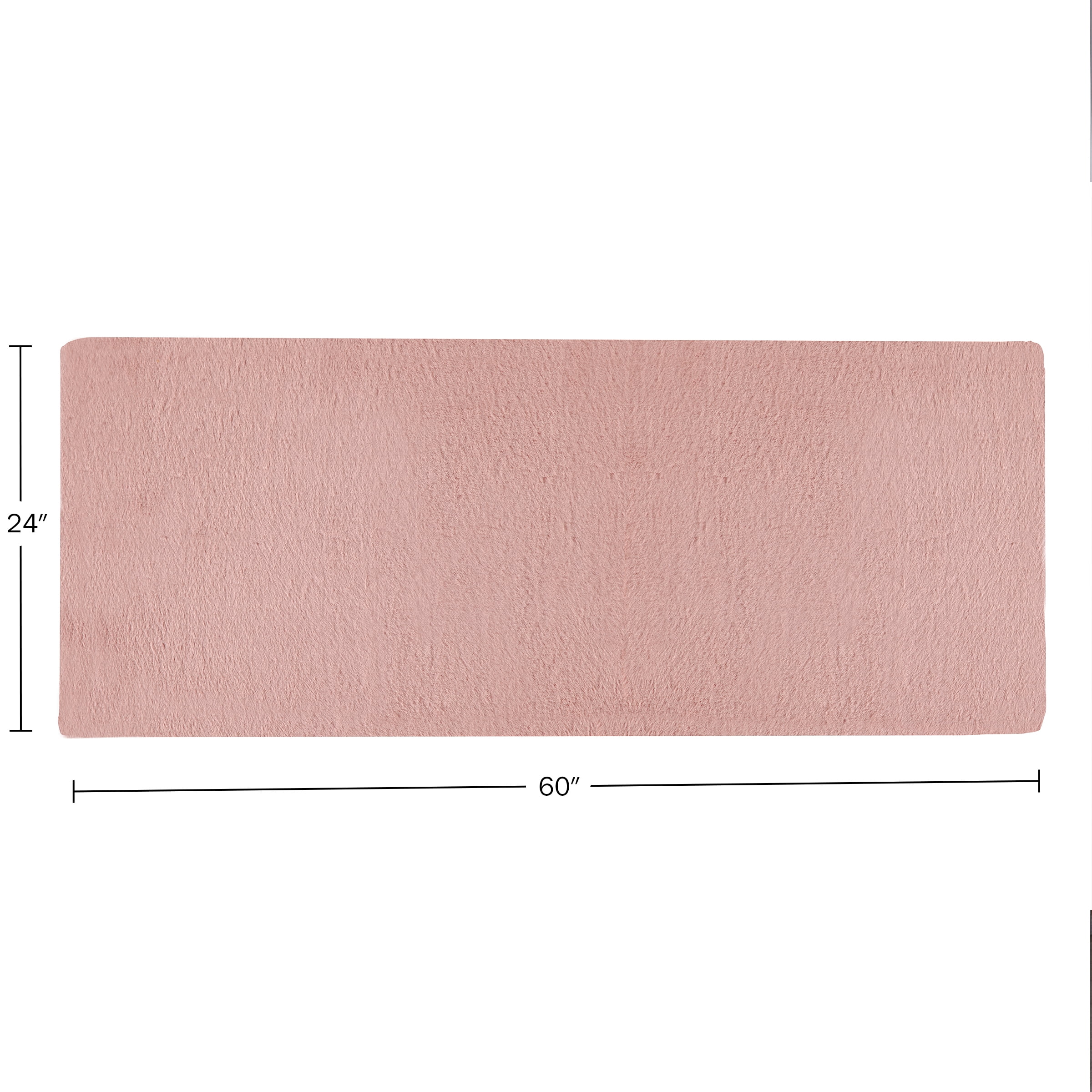 Home-Complete 24x60 Large Faux Fur Bath Mat for Hallway or Kitchen, Machine Washable Nonslip Rug, (Mauve)
