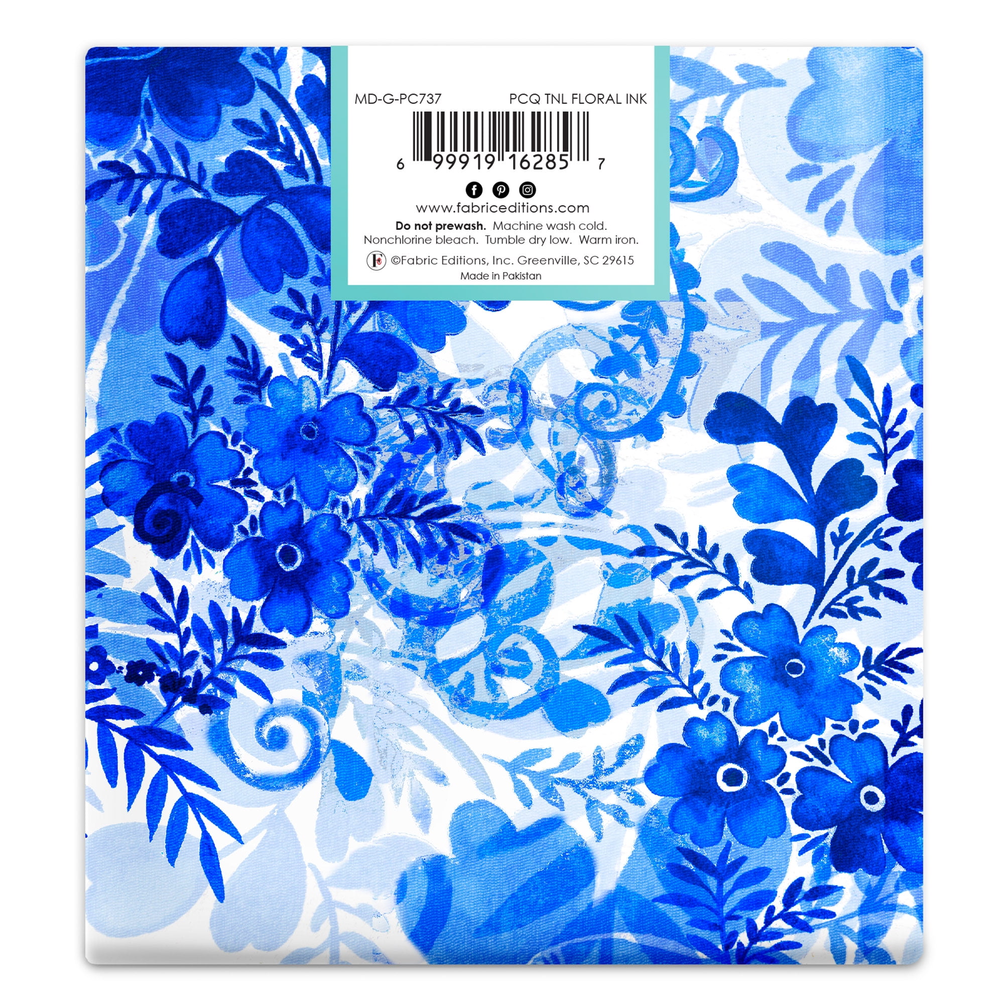 Create It 18"x21" 100% Cotton Floral Precut Sewing & Craft Fabric, Blue 10 Pieces