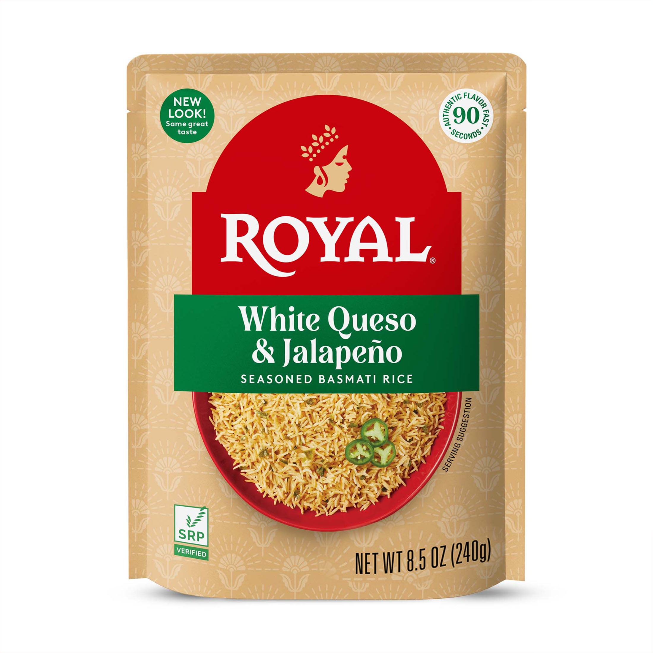 Royal White Queso & Jalapeno Basmati Rice - Ready to Heat Basmati Rice - 8.5 oz Microwaveable Pouch