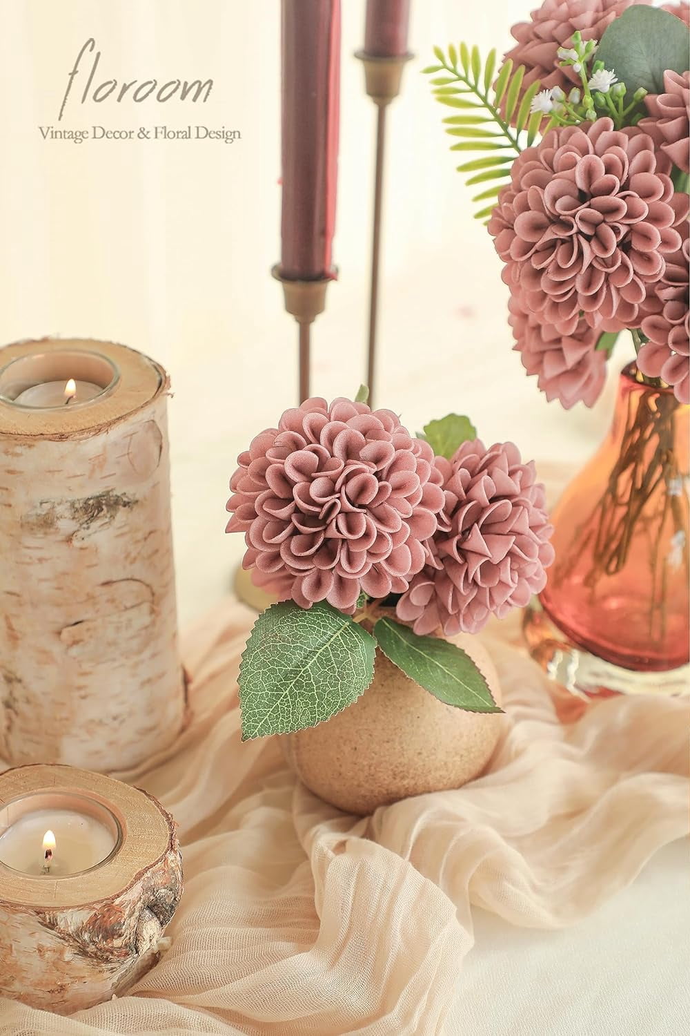 Artificial Dahlia Flowers 25pcs Real Looking Navy Blue Foam Fake Roses with Stems for DIY Wedding Bouquets Bridal Shower Centerpieces Floral Arrangements Party Tables Home Decoration
