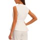 thumbnail image 3 of Inspire Chic Chaleco de Oficina sin Mangas con Solapa y Cierre de Botones, con Cinturón y Dobladillo Peplum, Color Blanco, 3 of 6
