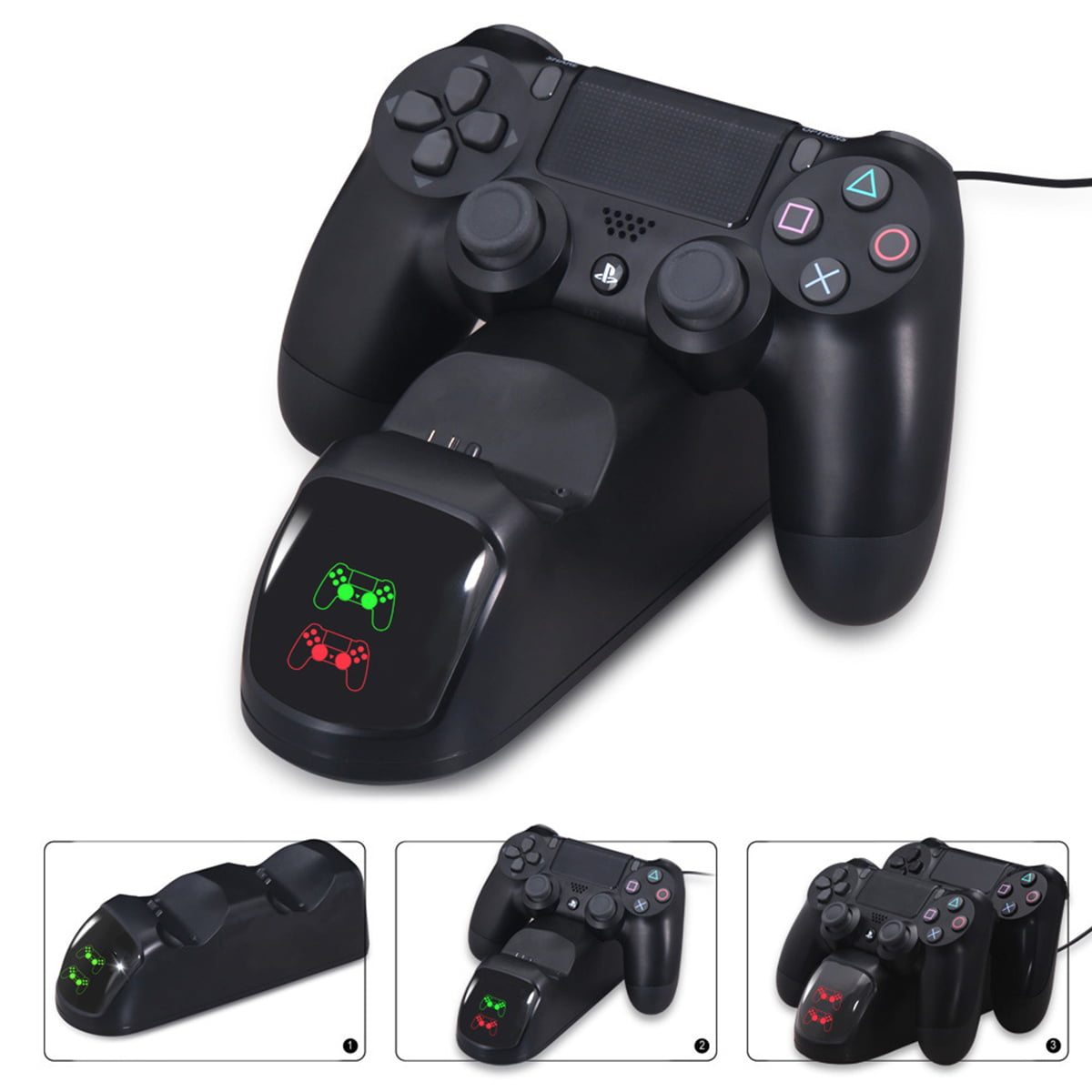 hente visuel Wings PS4 Controller Charger Dual Controller Charging Dock Station with Charging  Status Display Screen for PS4/PS4 Slim/PS4 Pro Controller - Walmart.com