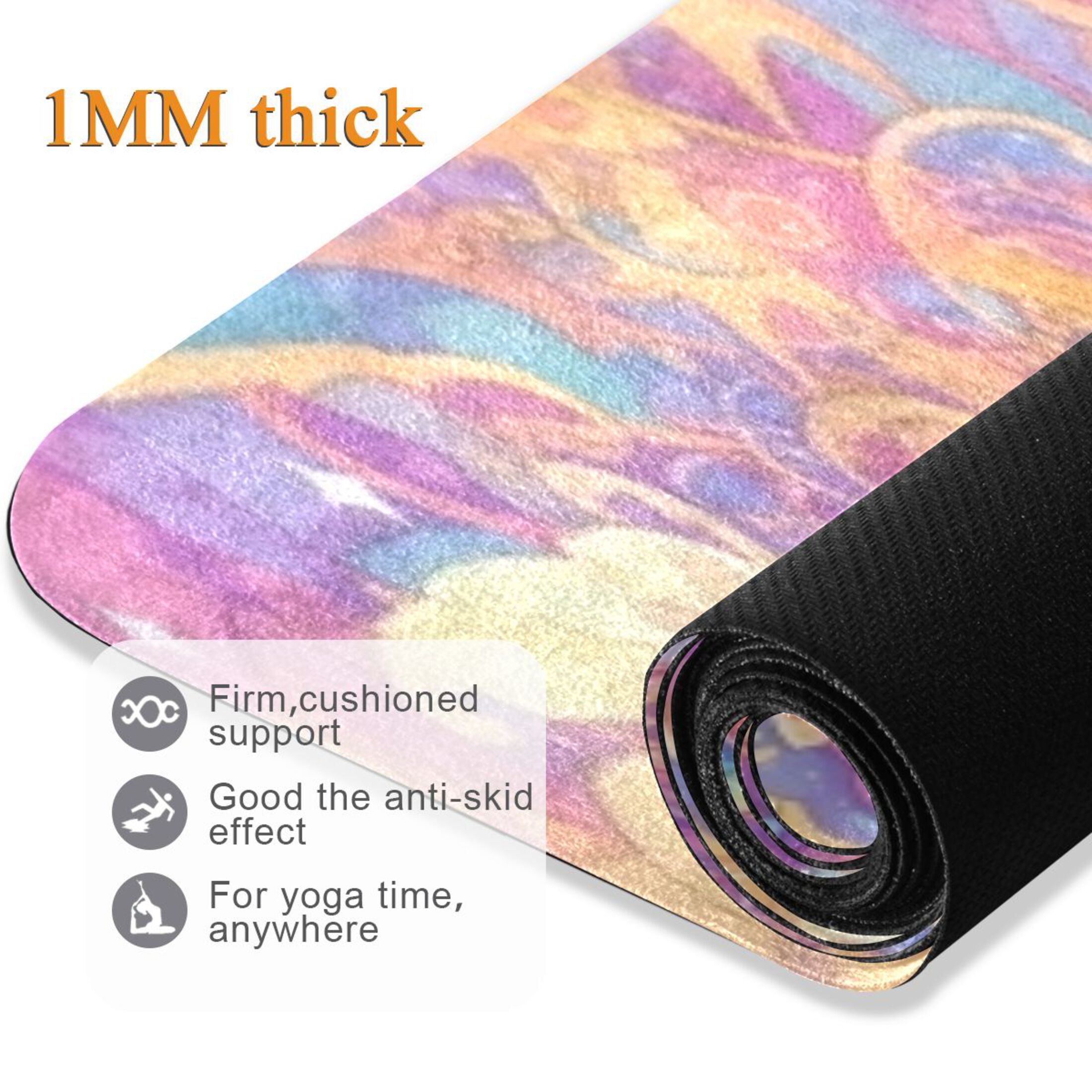 BZSMCE Yoga Mat Women Fitness Mat Pastel Iridescent Butterfly Pattern