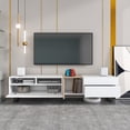 thumbnail image 2 of Modern TV Stand for TVs up to 80 Inch, Entertainment Center TV Console Table with Double Storage Space and  Drop Down Door for Living Room, Bedroom,Home Theatre,White, 2 of 9