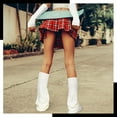 thumbnail image 3 of Stretchy Ribbed Long Arm & Leg Warmers Set - Elastic Cuff Non-Slip Design with Curled Flared Hem, Slim Fit for Versatile Outfits, 50CM Flat Length, Available in Black/White/Black-Gray, 3 of 6