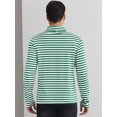 thumbnail image 3 of DARING DIVA Men's Striped Turtleneck Long Sleeves Pullover Stripes T-Shirt S Green White, 3 of 6