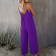 thumbnail image 4 of gakvbuo Jumpsuits For Women Summmer Dressy Wedding Loose Sleeveless Jumpsuits Adjustable Spaghetti Strap Stretchy Long Pant Romper Jumpsuit With Pockets, 4 of 7