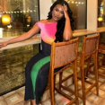 thumbnail image 4 of Women's Color Spliced Diagonal Collar Off Shoulder Lace-Up Sleeveless Dress, 4 of 17