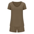 thumbnail image 7 of XuJwPNcy Lounge Sets for Women Scoop Neck Short Sleeve Tops with Drawstring Shorts Two Piece Pajama Sets, 7 of 7