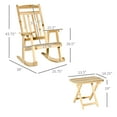 thumbnail image 3 of Outsunny Patio Wooden Rocking Chair with Table, Outdoor Rocker Set with High Back Armchair and Foldable Side Table for Backyard, Garden, Porch, Natural, 3 of 10