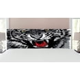 thumbnail image 1 of Safari Headboard, Illustration of Charismatic Tiger Territorial Predator Power with Patterns, Upholstered Decorative Metal Bed Headboard with Memory Foam, King Size, Grey Black White, by Ambesonne, 1 of 4