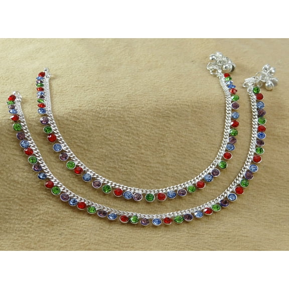 Banithani Silvertone New Traditional Indian Wedding Party Wear Anklet Jewellery