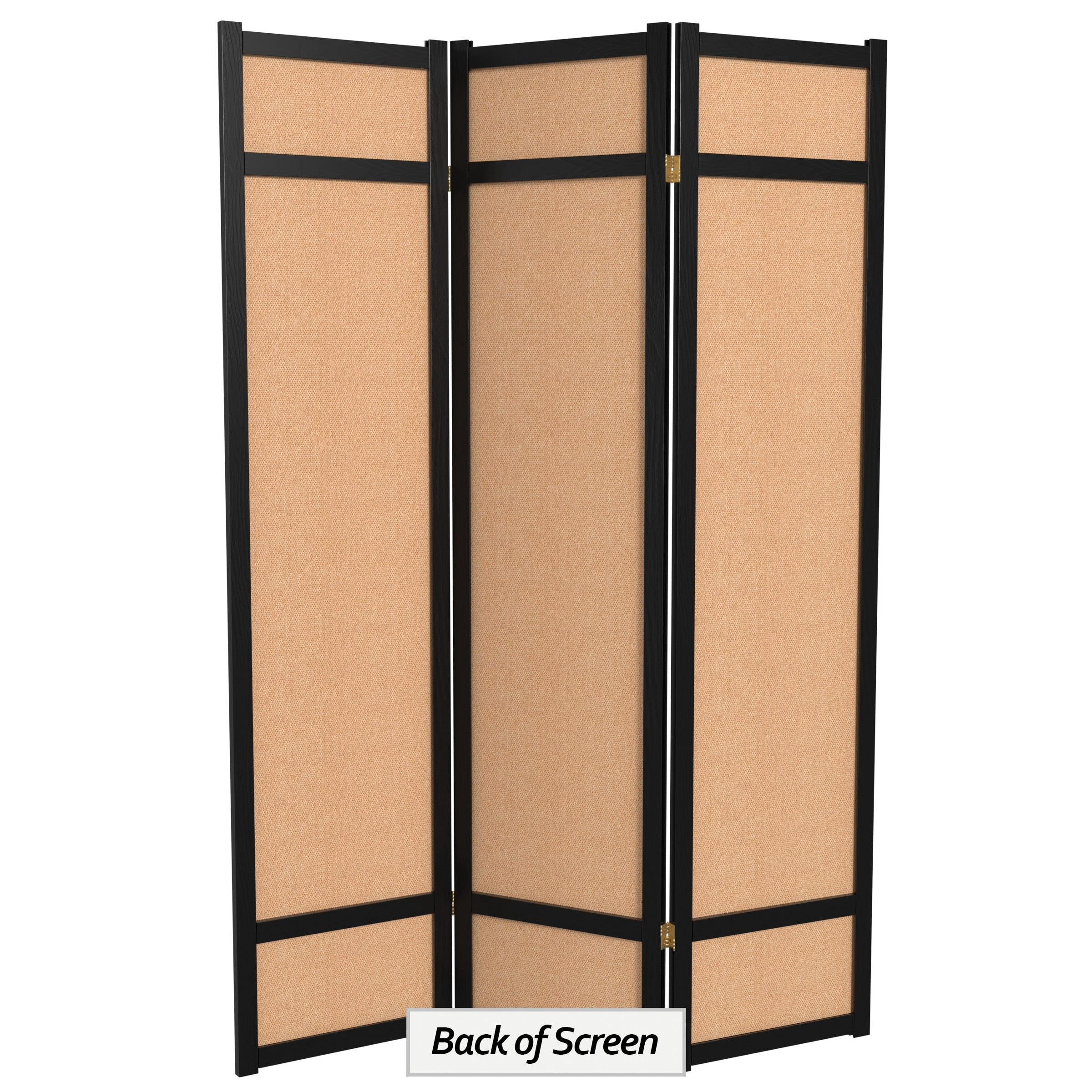 6 ft. Tall Jute Shoji Screen - 3 Panel - Black