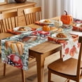 thumbnail image 5 of Fall Table Runner Thanksgiving Pumpkin Rugby Helmet Table Runners Green Eucalyptus Leaves Plaid Cotton Linen Dresser Scarf Kitchen Dining Table Decor for Fall Holiday Party Decor 13x90 Inch, 5 of 9