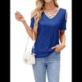 thumbnail image 3 of Camisas Brillantes para Mujer, Blusas de Fiesta con Hombros Descubiertos y Cuello en V, Atuendos para Discotecas de Noche Azul XXL, 3 of 10