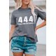 thumbnail image 1 of ABPHQTO Camiseta gris con estampado de letras 444 In Tune With The Universe para mujer, 1 of 5