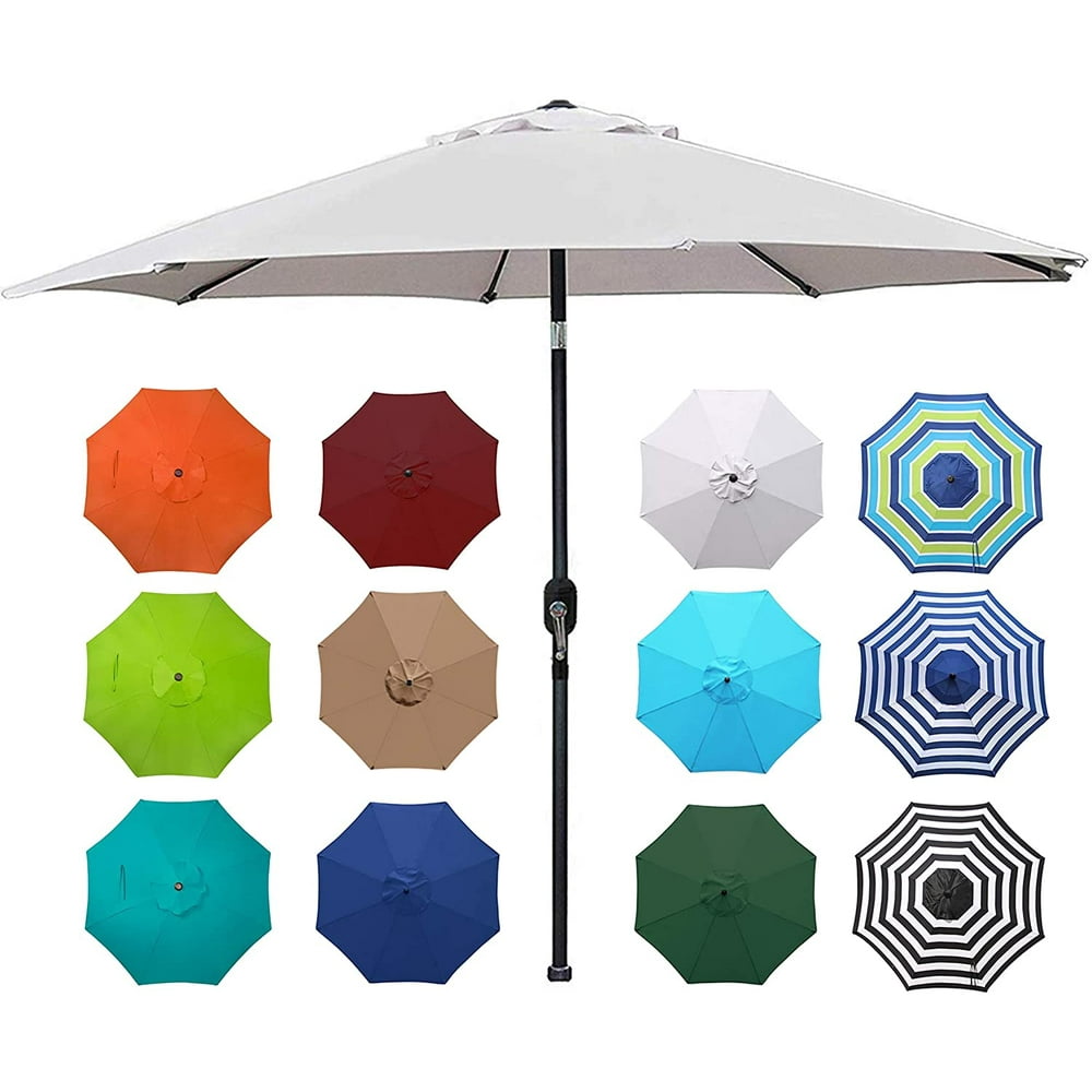 Blissun 9' Outdoor Aluminum Patio Umbrella, Striped Patio Umbrella