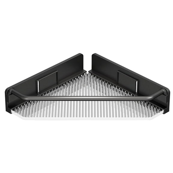 Hiroekza No-drill Corner Shower Caddy Organizer, Corner Shelf Rack Storage, Plastic Bathroom Sink Organizer for Small Vanities Black