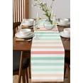 thumbnail image 4 of ERUNPONLY Peach Pink Green Ombre Table Runner - 120 Inch Long Farmhouse Stripe Modern Cotton and Linen Blended Dress Scarves Farmhouse Table Runner for Kitchen Dining, Coffee Table, 13"x120", 4 of 8