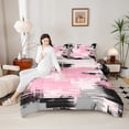 thumbnail image 4 of Manfei Pink Gray Black Ombre Bedding Comforter Set 2pcs, Abstract Oil Painting Twin Comforter Sets, Watercolor Gradient Bedding Set, Luxury Bedroom Decor, 4 of 8