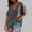 Dark Gray, variant on HOMBOM Shirts for Women Elegant Black Solid Drop-Shoulder V Neck Slit Hem Short Sleeve Blouse XL