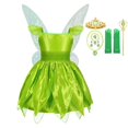 thumbnail image 5 of Tinkerbell Fairy Dress Girl Disney Princess Tiana Birthday Costume Halloween Party Cosplay Outfit With Wings Kids Green Frocks, 5 of 5