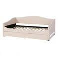 thumbnail image 5 of [Luckynote]Teddy Fleece Twin Size Upholstered Daybed with Light and Trundle, Beige, 5 of 14
