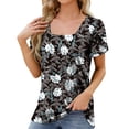 thumbnail image 1 of TSADFHJI Hauts Peplum pour Femmes Blouse Formelle Décontractée Col Carré Tunique à Manches Courtes TTG Noir, 1 of 7