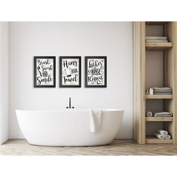 Gango Home Decor Bathroom Rules, Black Framed Wall Art For Bathroom