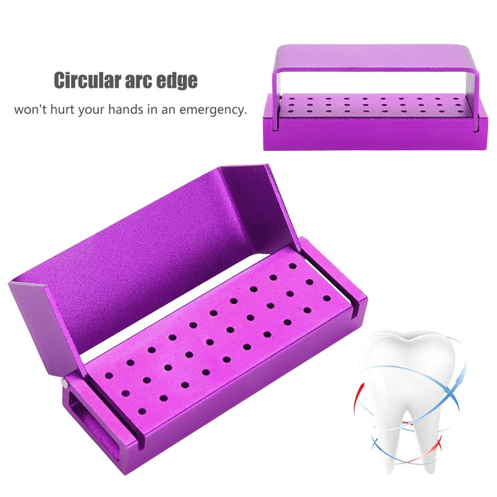 LYUMO 30 Holes Aluminium Disinfection Box Case Dental Bur Burs Block