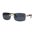 thumbnail image 2 of OG Rhinestone Stud Rimless Rectangle 90s Hip Hop Rapper Sunglasses Gold Solid Black, 2 of 4